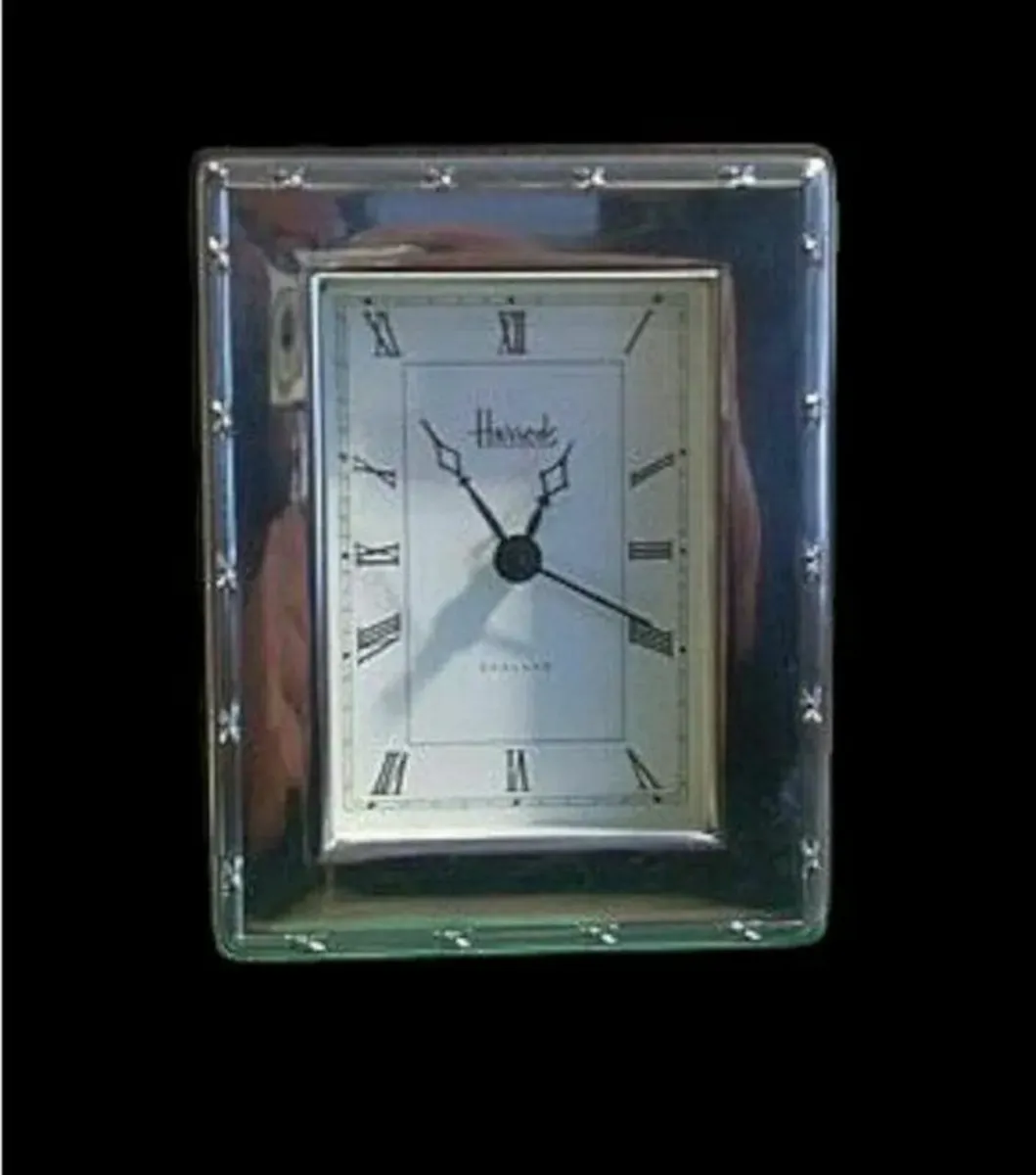 Vintage Harrods Silver Desk Clock - Image 1