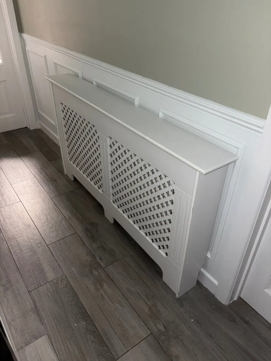 2 x Large White Radiator Covers - Image 1