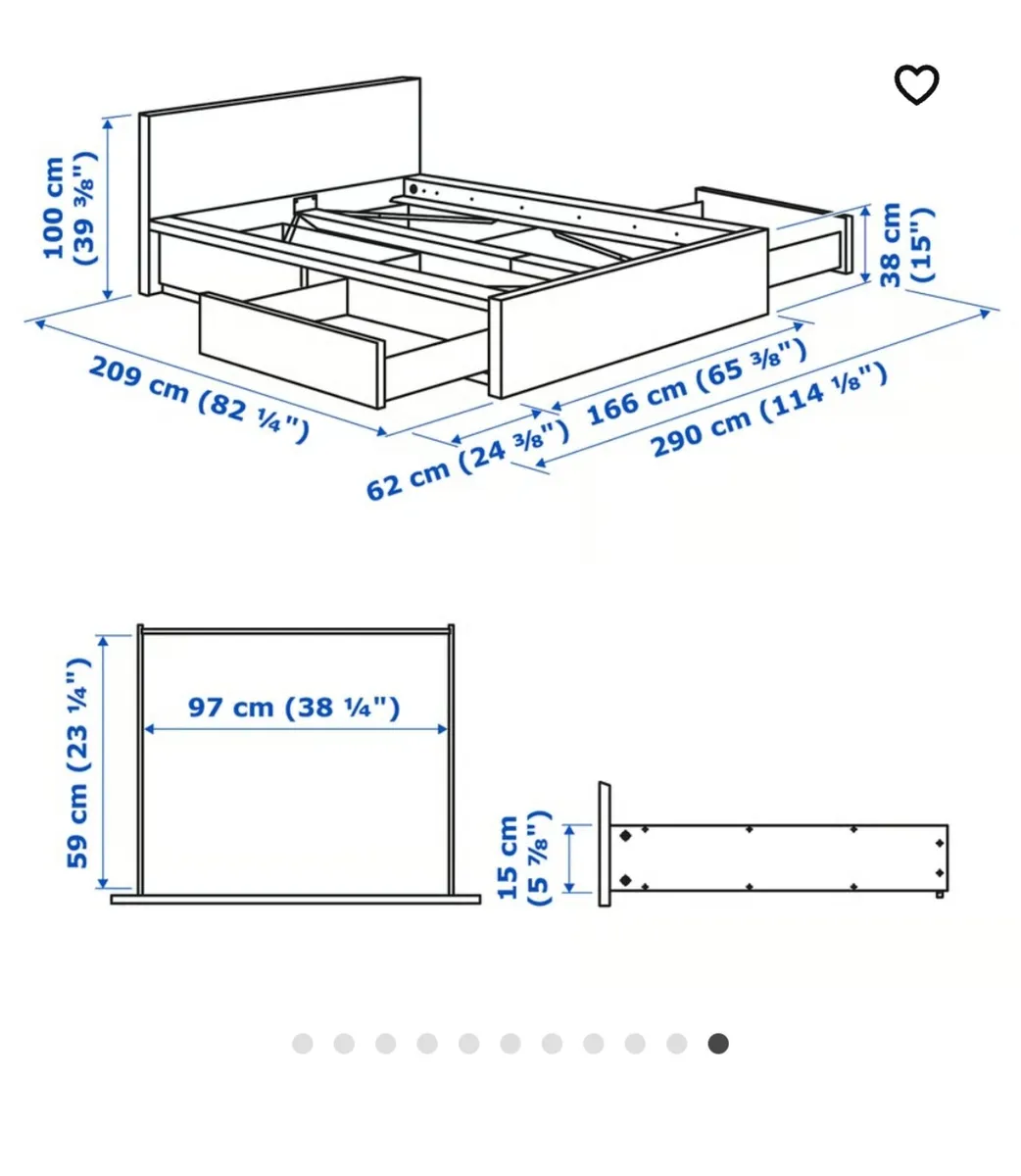 King size bed frame with storage drawers - Image 3