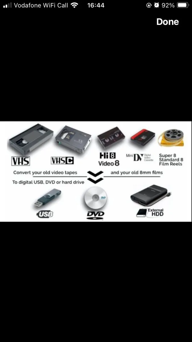 Video tape/8mm film digital transfer/dvd/usb - Image 1