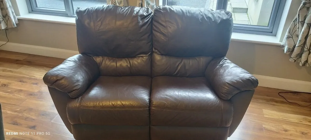 Two Seater Leather Recliner - Image 1