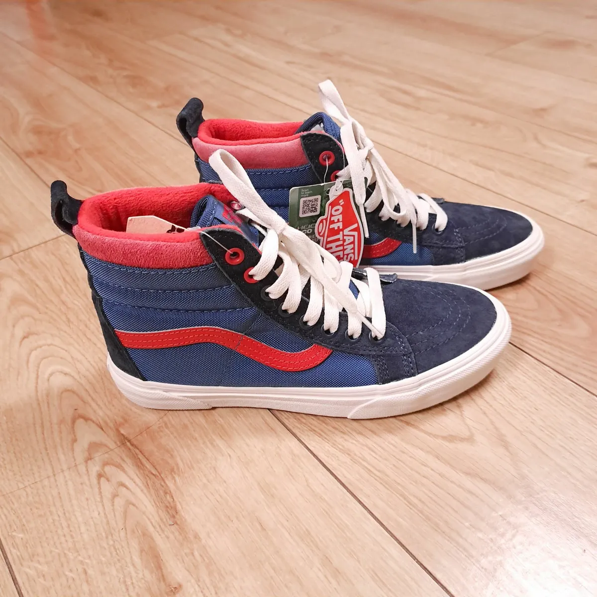 Vans Blue Red High Top Canvas Trainers 37.5EU - Image 1