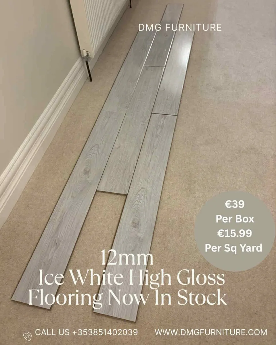 New 12mm Seattle Grey High Gloss Laminated Floorin - Image 3