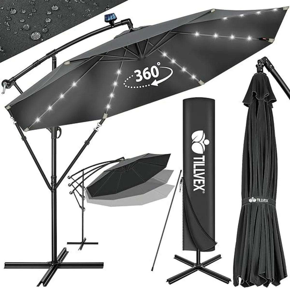 Aluminium LED Solar Cantilever Parasol, Diameter 3 - Image 1