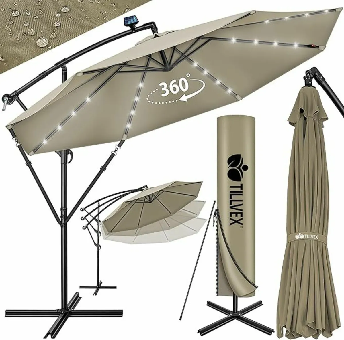 Aluminium LED Solar Cantilever Parasol, Diameter 3 - Image 4