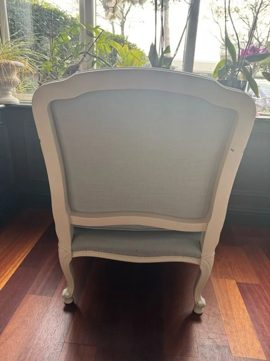 Armchair in duck egg linen. - Image 3