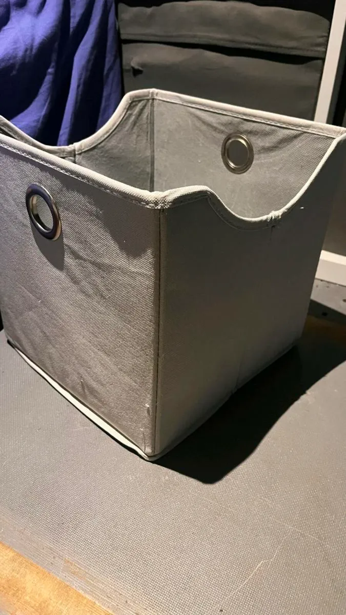 Cube Storage Box – Grey (Plain Design) - Image 2