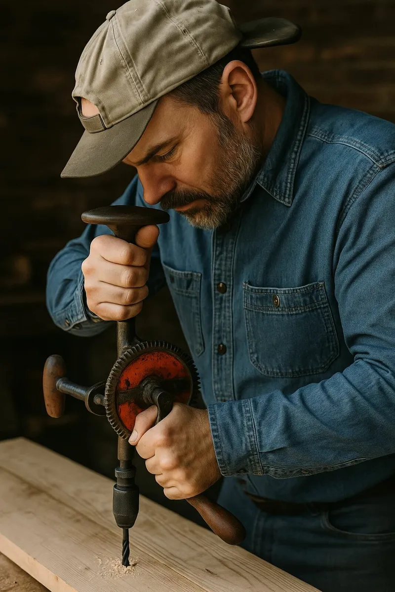 antique vintage hand drill TOOLS cottage pub cave - Image 3