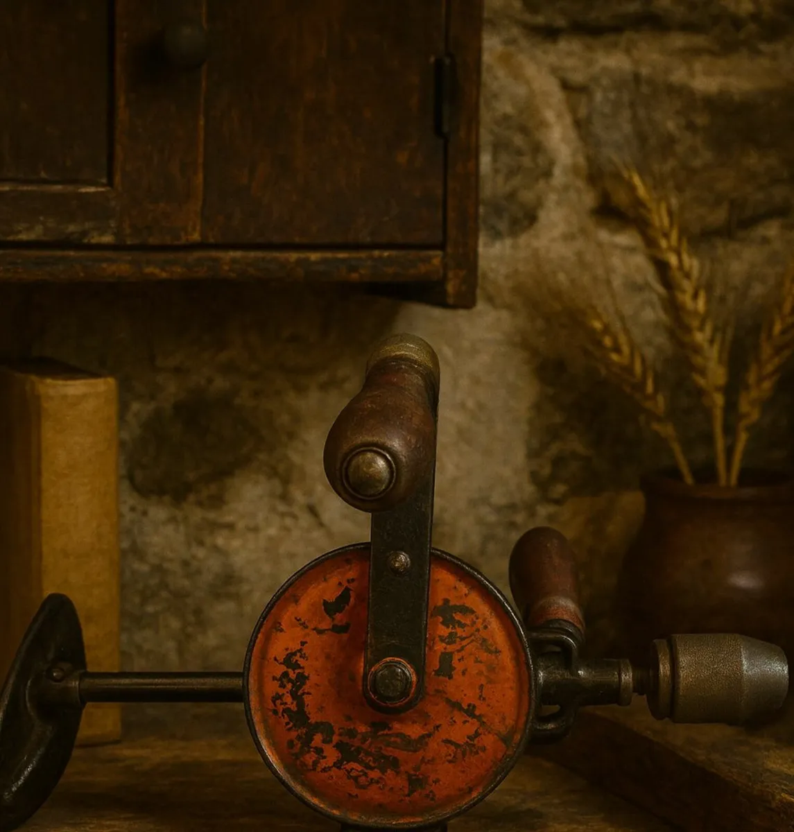 antique vintage hand drill TOOLS cottage pub cave - Image 2