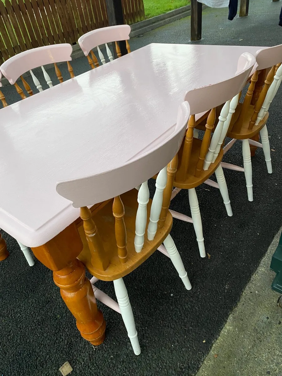 6ft solid wood table & 6 chairs - Image 2