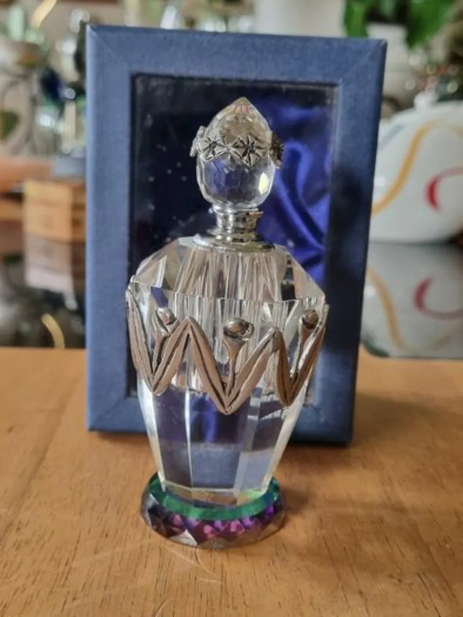 Glass Perfume Bottle With Pewter Decorations - Image 2