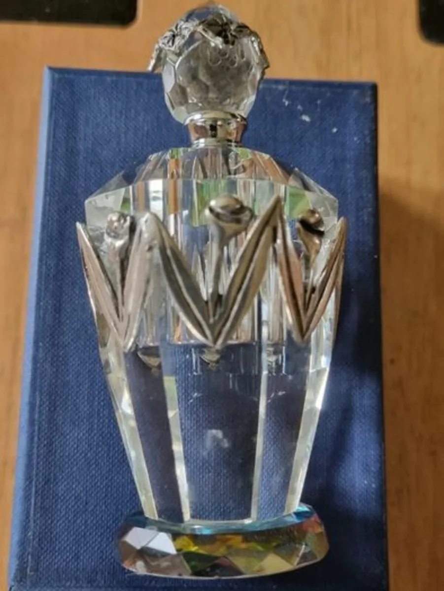 Glass Perfume Bottle With Pewter Decorations - Image 4