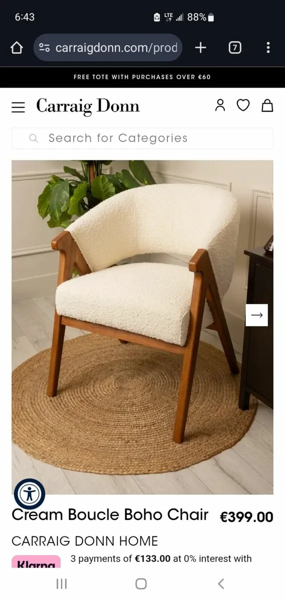 Mustard Boucle Boho Chair - Carraig Donn - Image 2