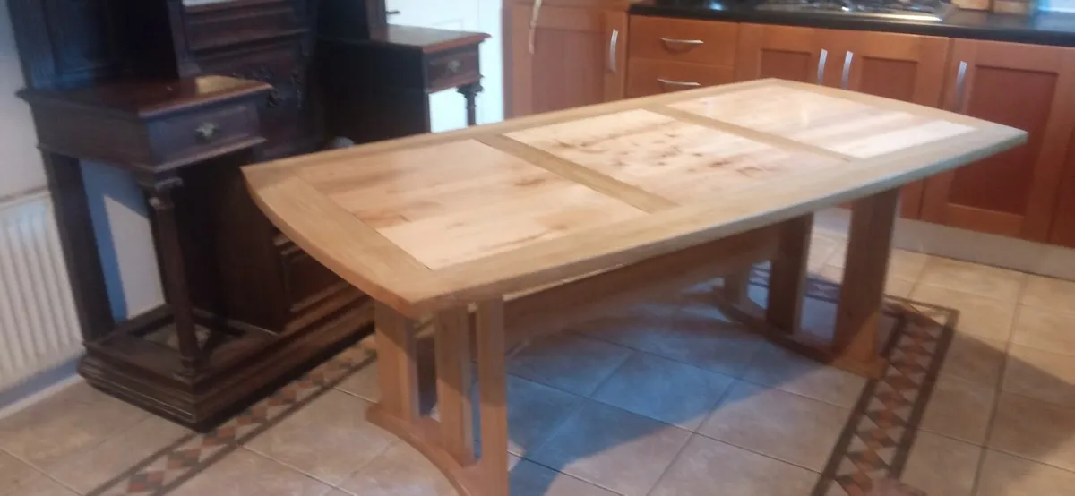 Solid Oak and Canadian Maple Pedastal Table - Image 1