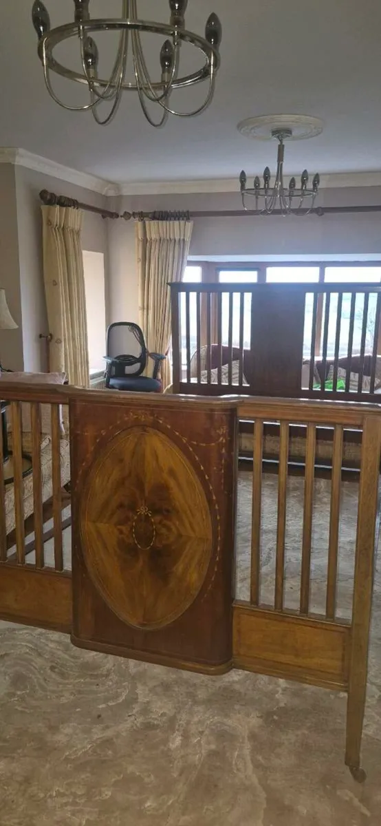 Antique Bed 4'6" Frame and Base - Image 1