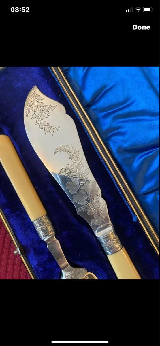 Antique Bone Handle Fush Servers - Image 2