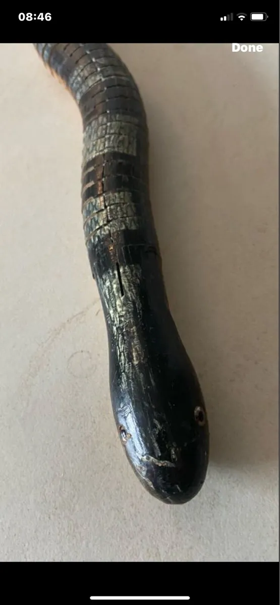 Hand Carved  Moveable Snake Sculpture - Image 4