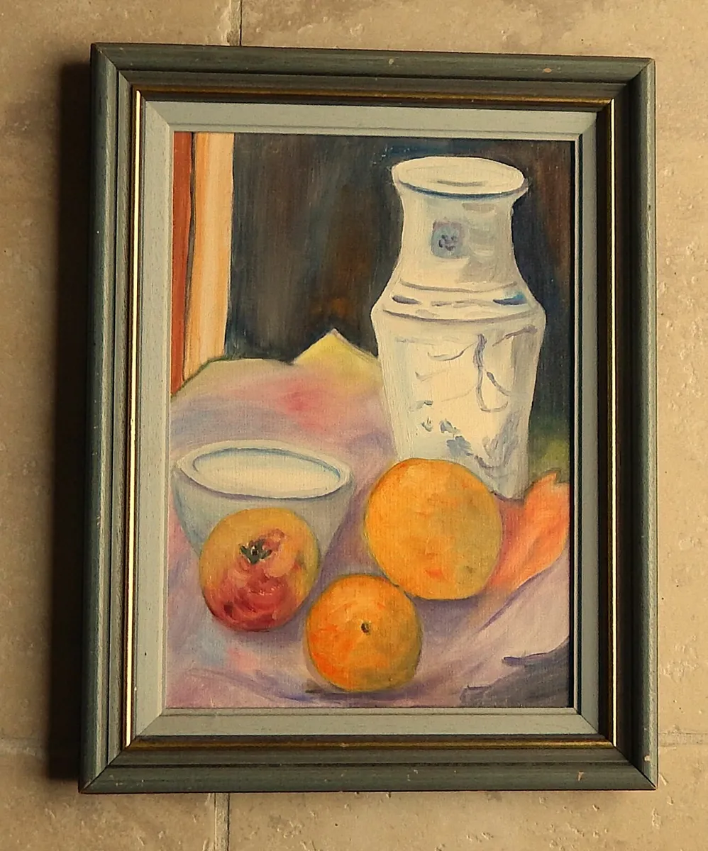 Still Life Oil Painting in Wood Mounted Frame - Image 1