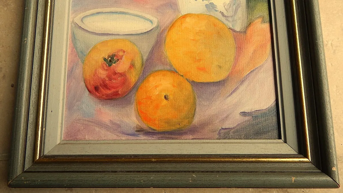 Still Life Oil Painting in Wood Mounted Frame - Image 2