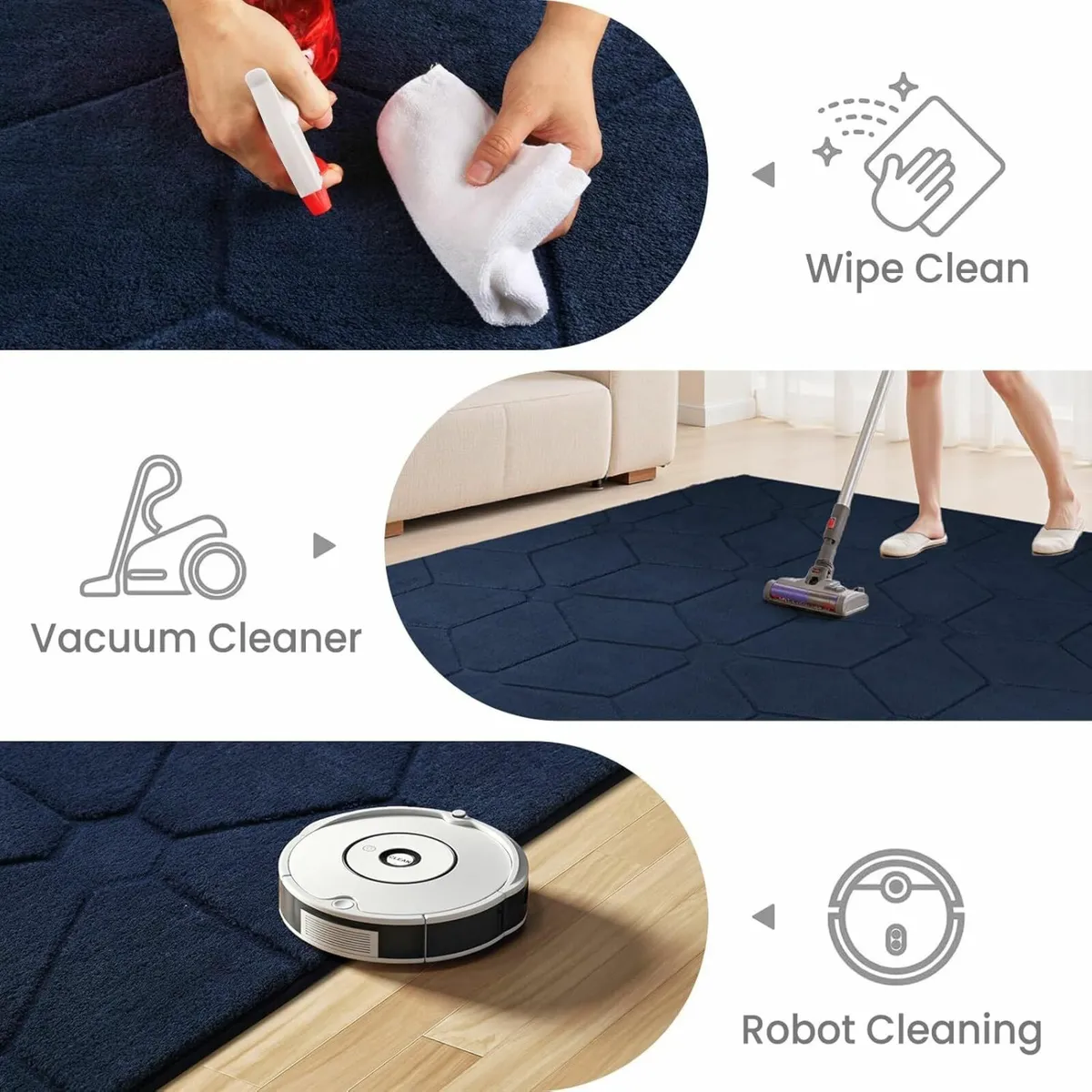 Rugs Living Room 140x200,3D NavyBlue Area - Image 2