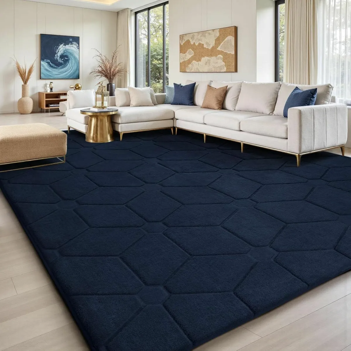 Rugs Living Room 140x200,3D NavyBlue Area - Image 1