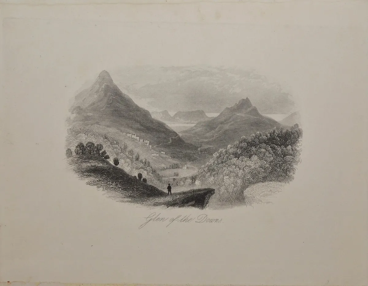 Glen of the Downs Wicklow 1863 Antique Print - Image 1