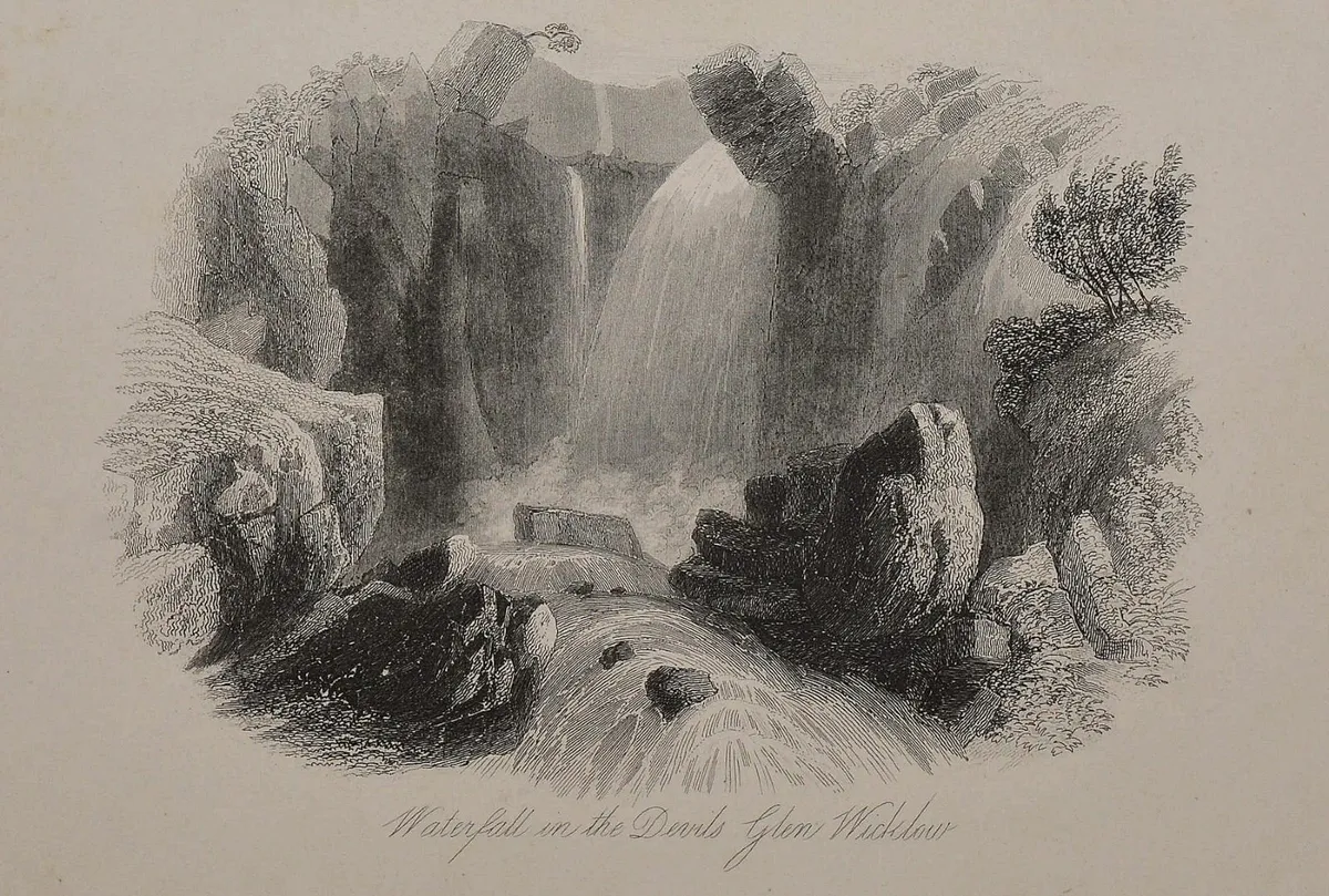 Waterfall Devils Glen Wicklow 1863 Antique Print - Image 2