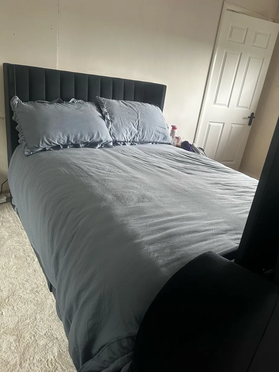 TV Bed (Double Bed with Storage) Navy Frame - Image 2