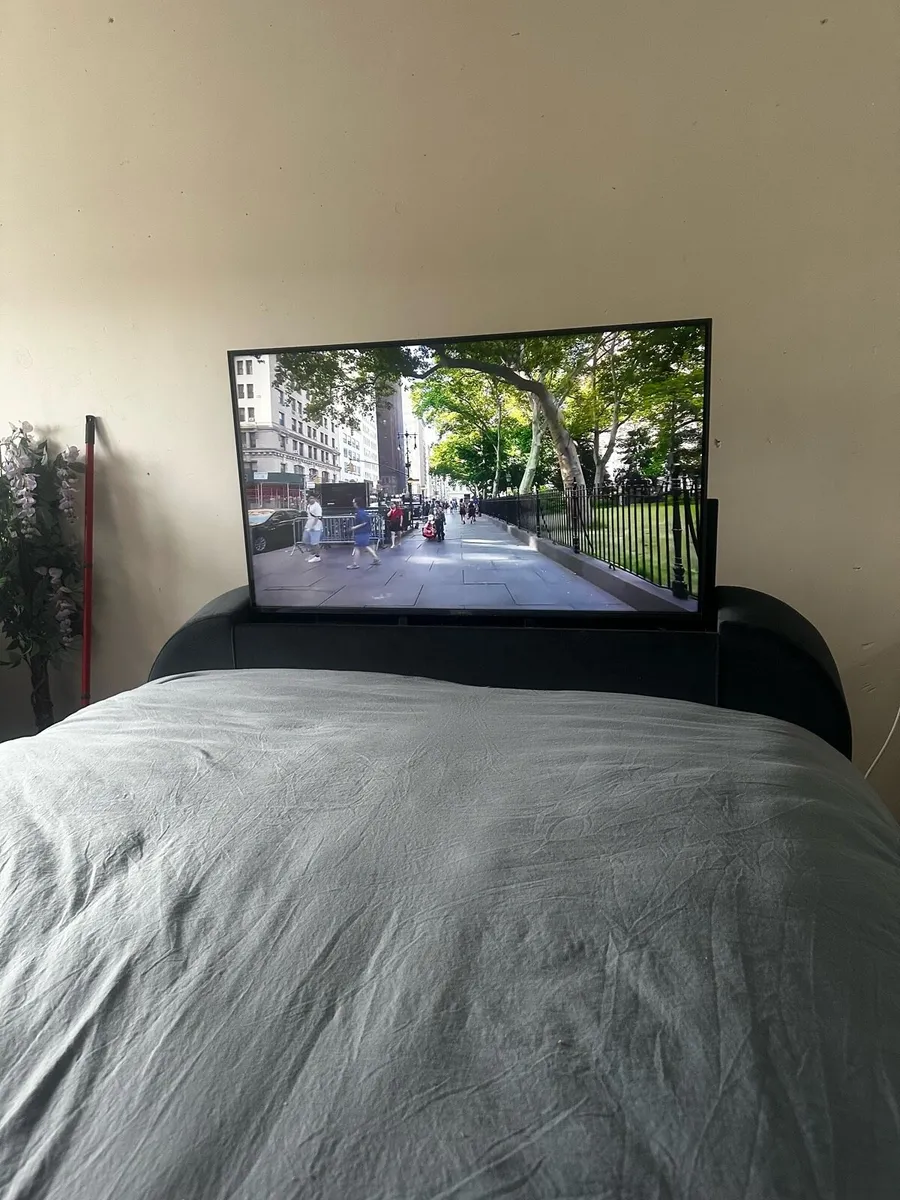 TV Bed (Double Bed with Storage) Navy Frame - Image 3