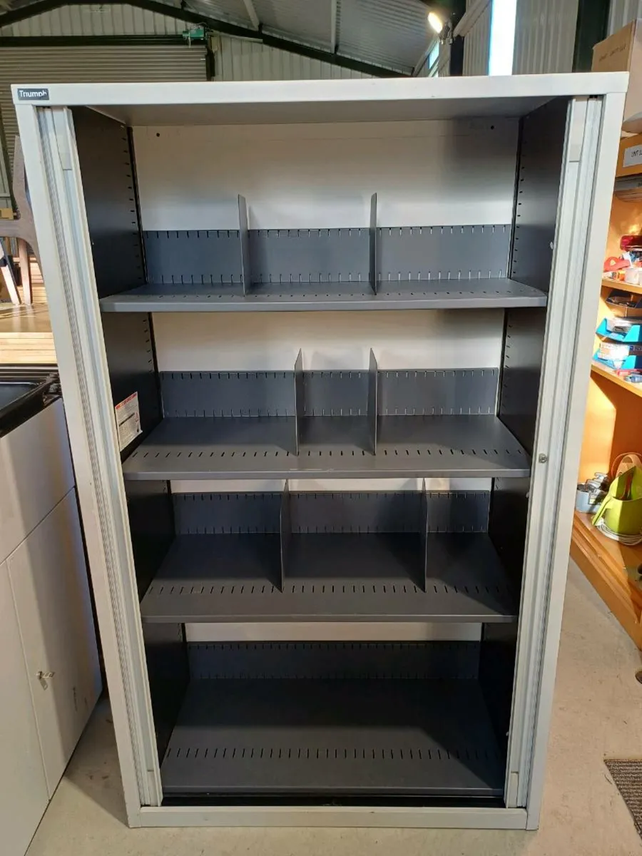 1.62m Triumph Light Grey Tambour Cabinet - Image 4