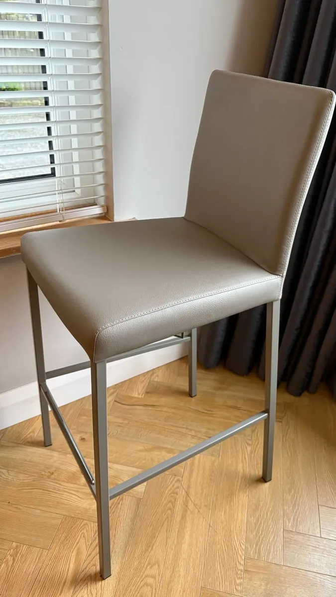 Garda Barstool by Connubia in Taupe Faux Leather - Image 1