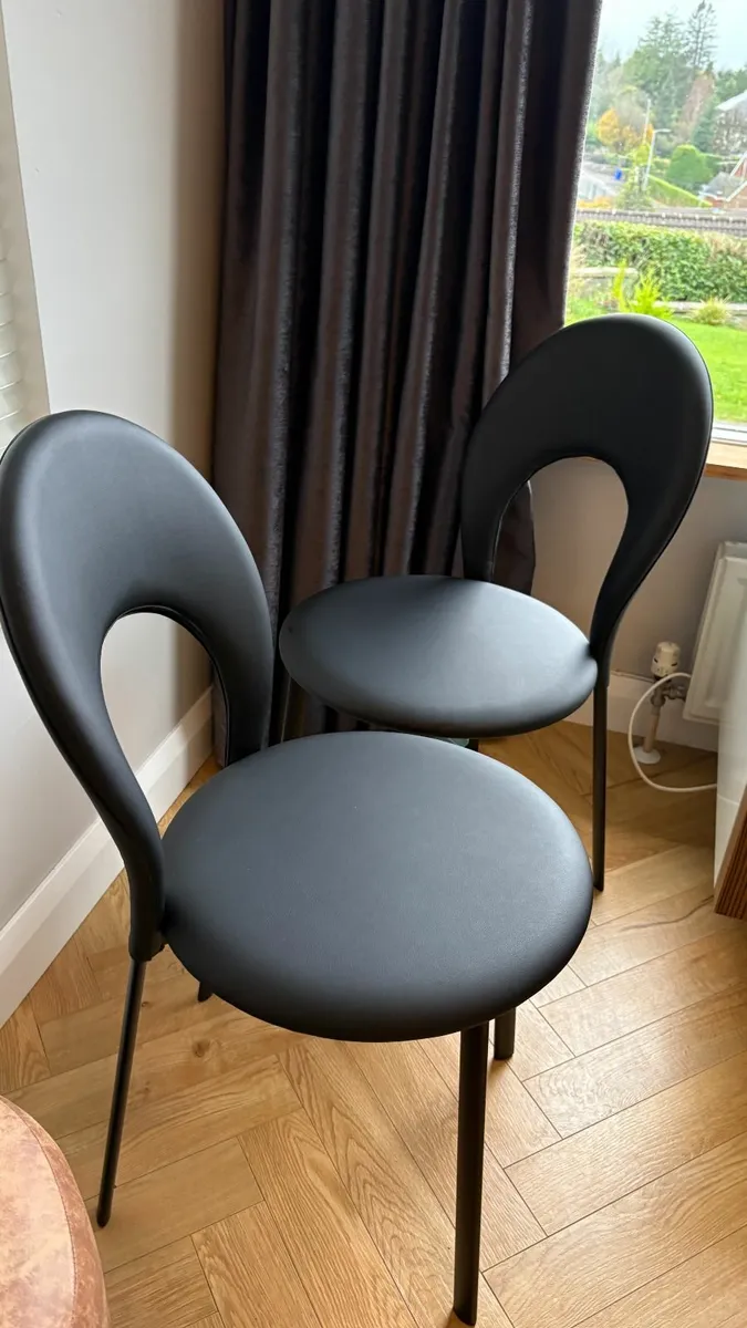 Vittoria Dining Chairs in Black Faux Leather - Image 1