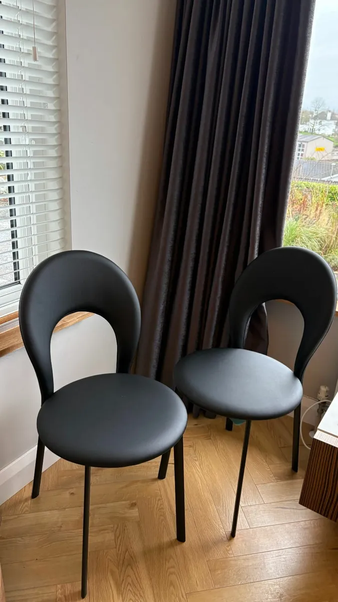 Vittoria Dining Chairs in Black Faux Leather - Image 2