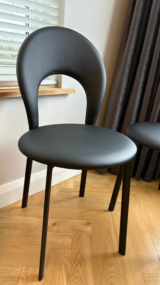 Vittoria Dining Chairs in Black Faux Leather - Image 3