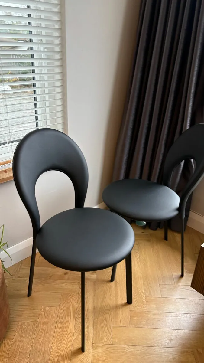 Vittoria Dining Chairs in Black Faux Leather - Image 4