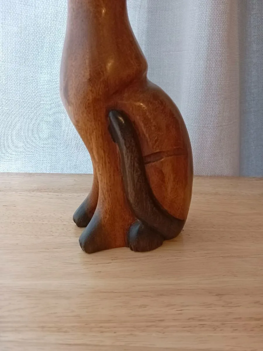Wooden Hand Carved Cat Sculpture - Image 2