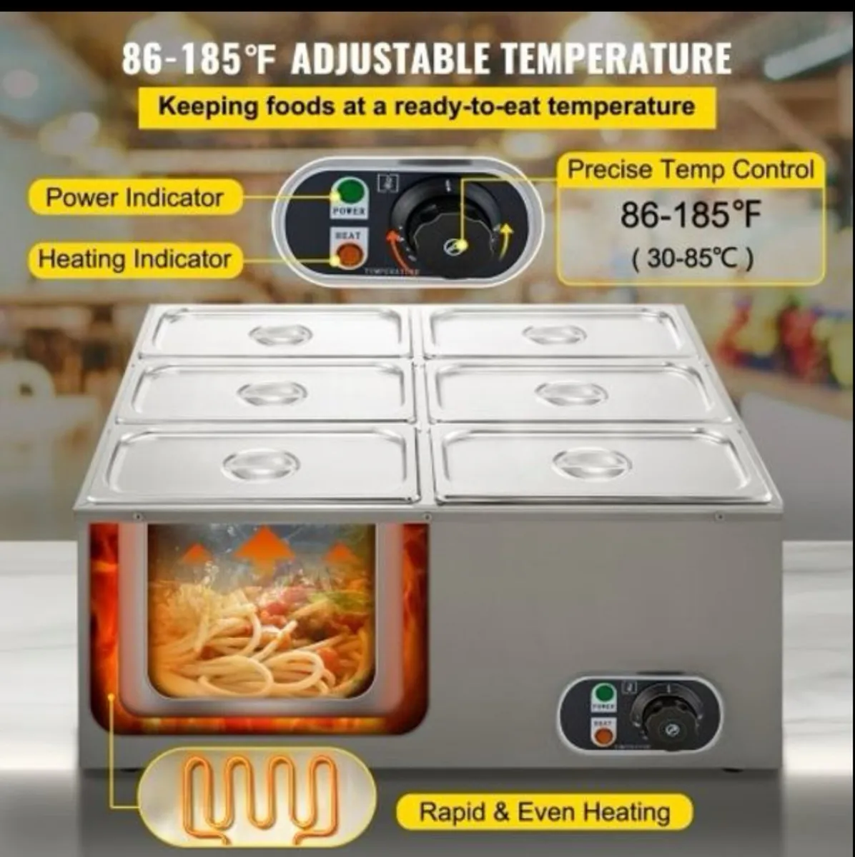 BAIN MARIE NEW Commercial Food Warmer, 220v - Image 1