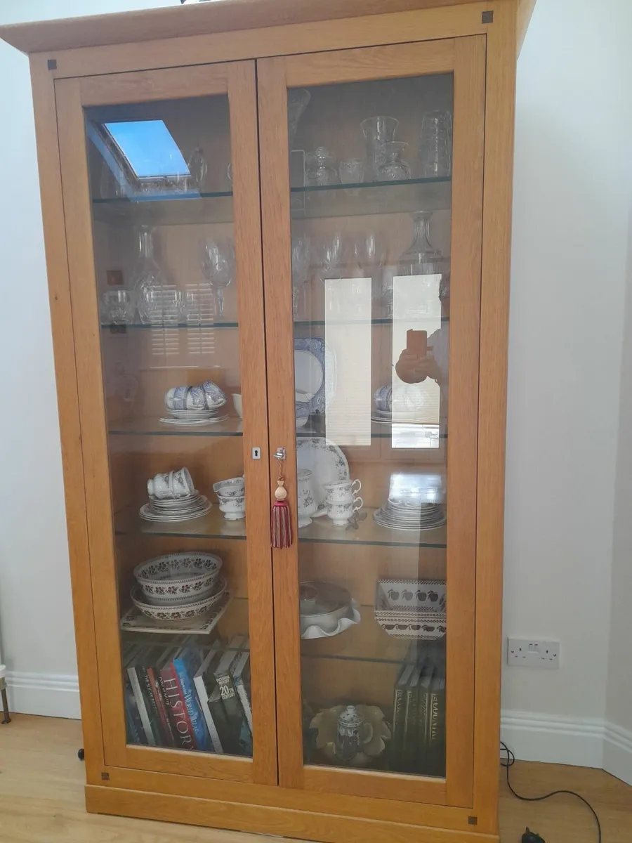 Tall oak  display / trophy cabinet - Image 1