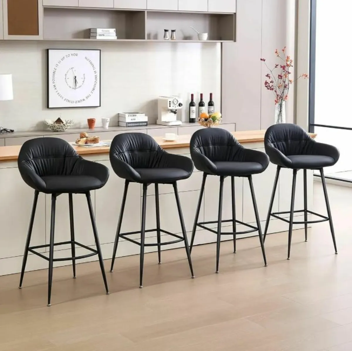 Bar Stools -Brand New Set of 4 - PU Leather - Image 1