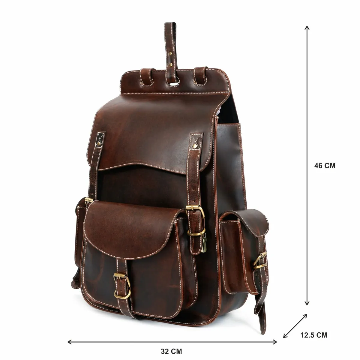 Handmade Genuine Travel, School  Leather Backpack - Image 4