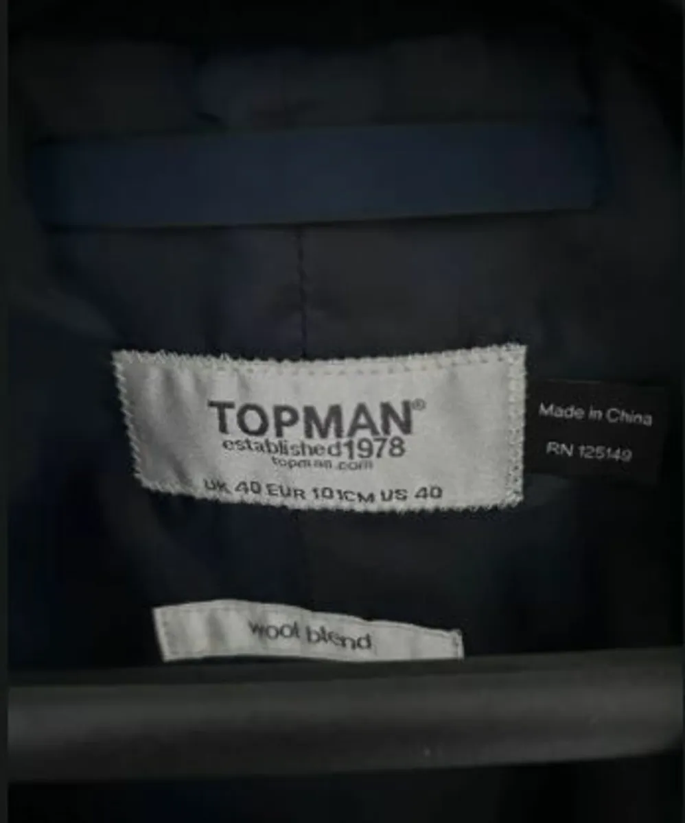 Men’s Topman navy with grey check wool waistcoat, - Image 2