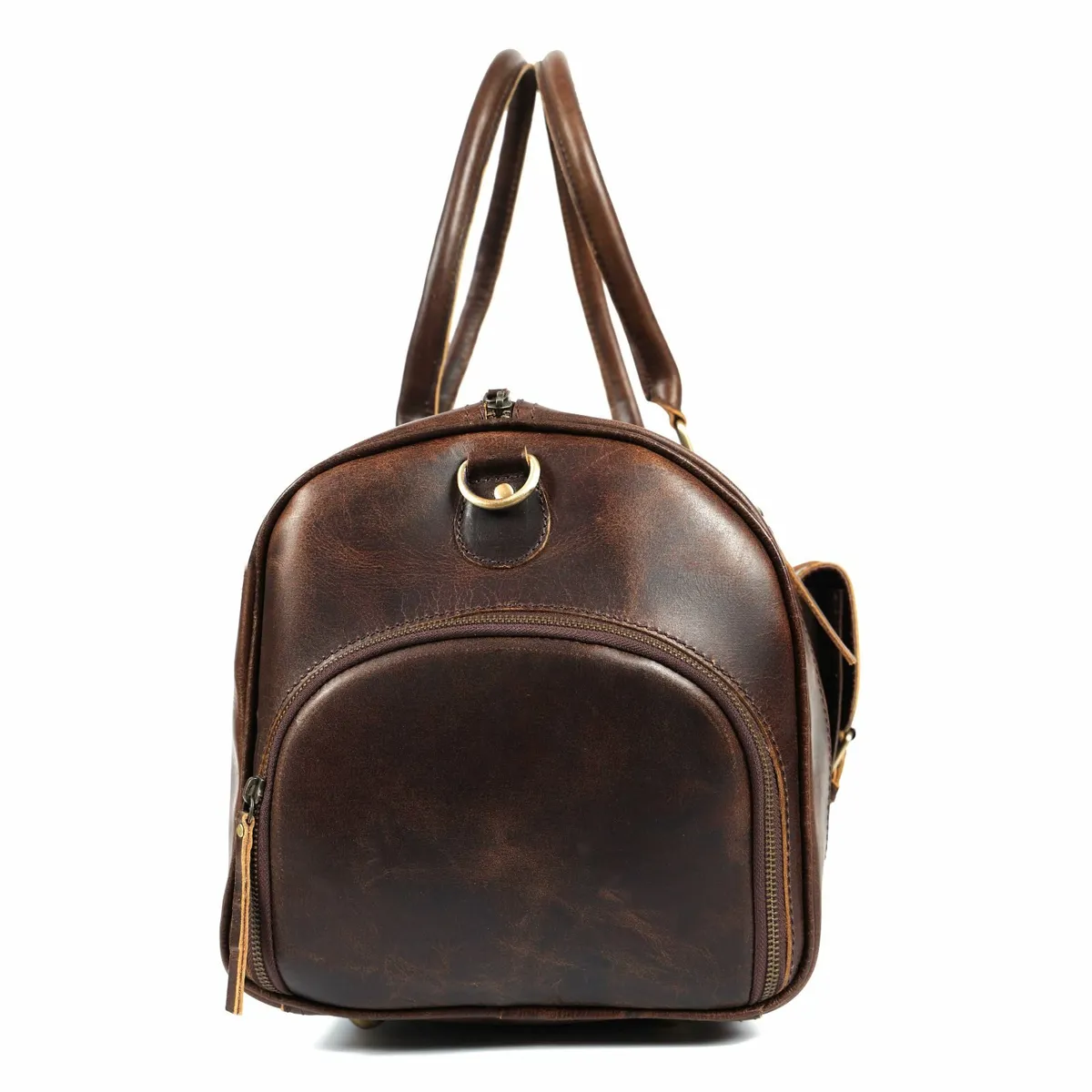 Leather Duffel Bag Vintage Travel Weekender Bag - Image 3
