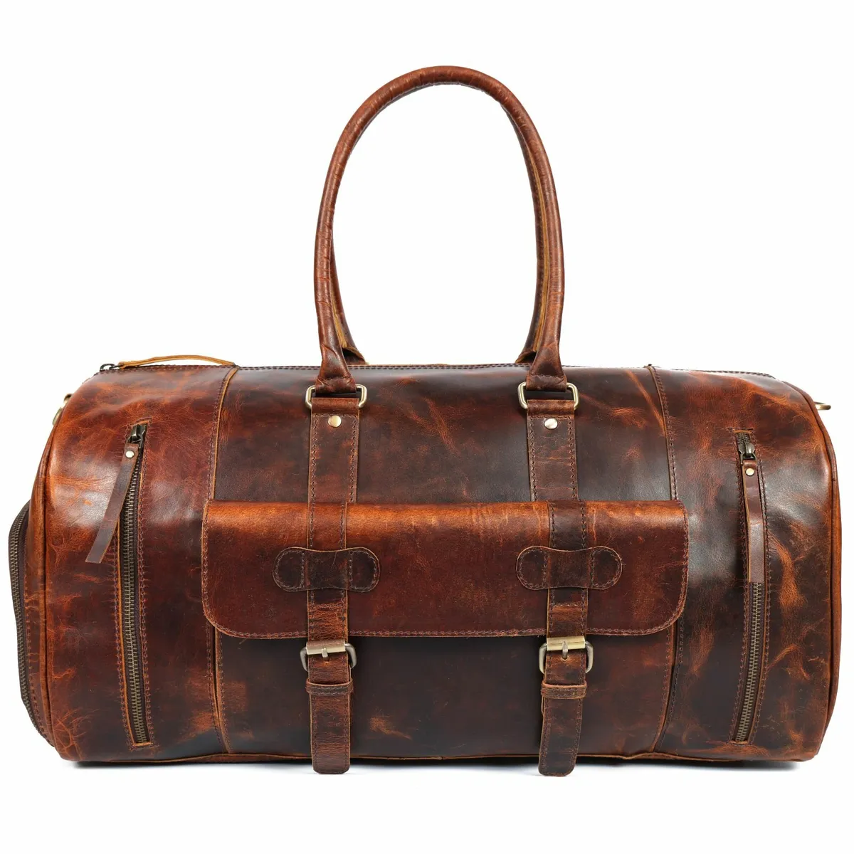 Leather Duffel Bag Vintage Travel Weekender Bag - Image 1