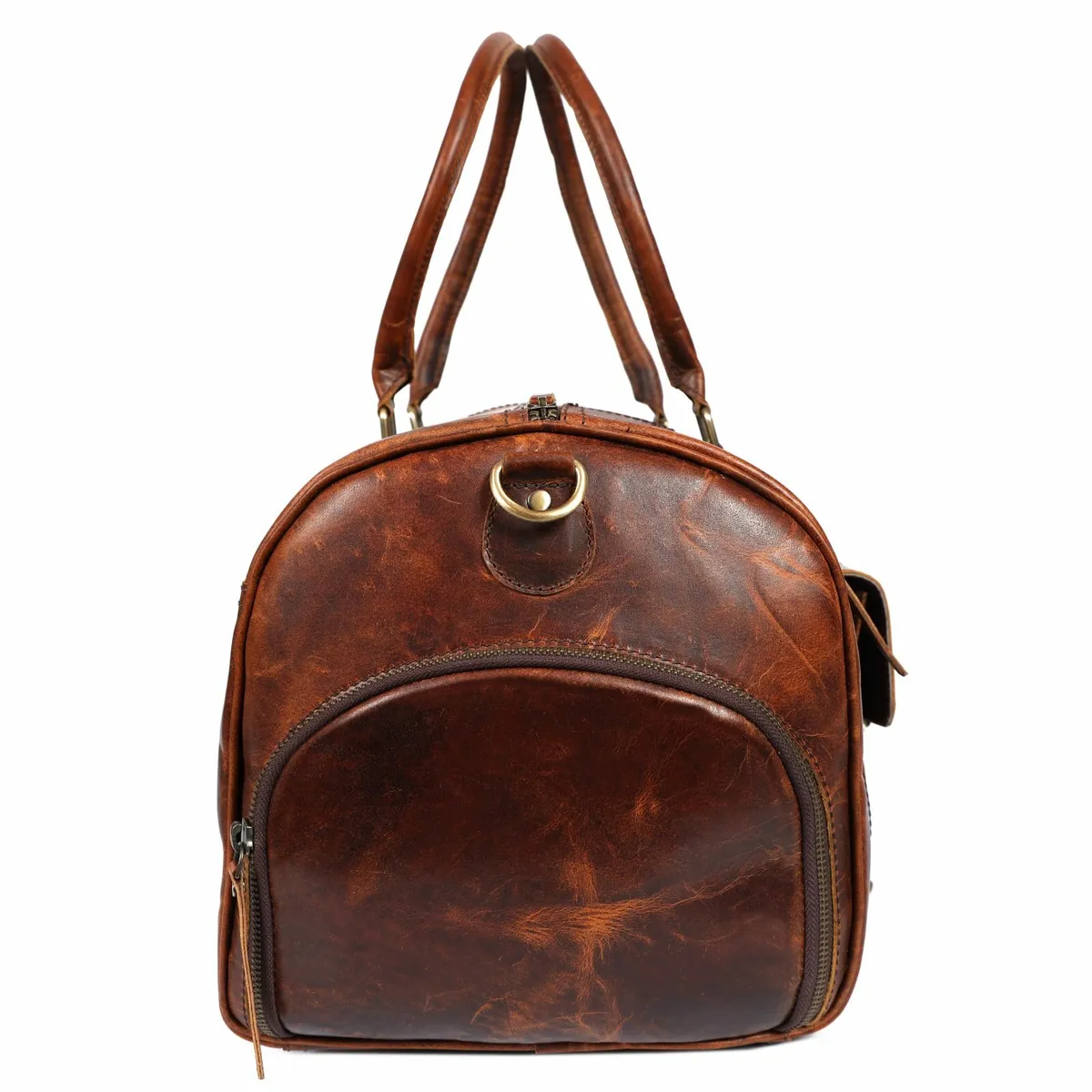 Leather Duffel Bag Vintage Travel Weekender Bag - Image 3