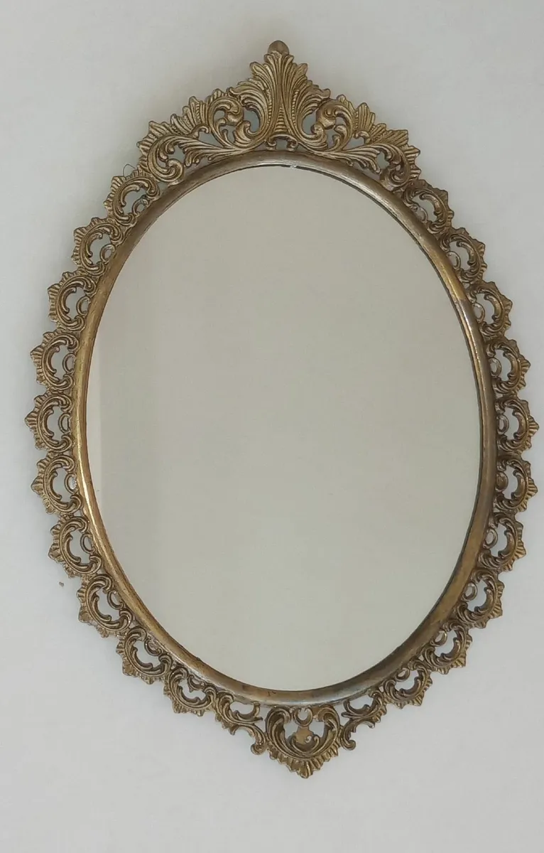Oval Mirror Vintage Brass - Image 1
