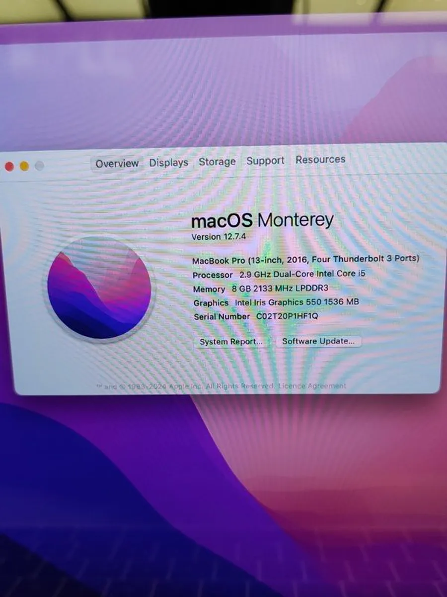 Apple MacBook Pro A1706 (13-inch, 2016, Four Thunderbolt 3 ports) 8GB RAM / 500GB SSD macOS Monterey 12.7.4 (Battery Cycle: 110) - Image 4