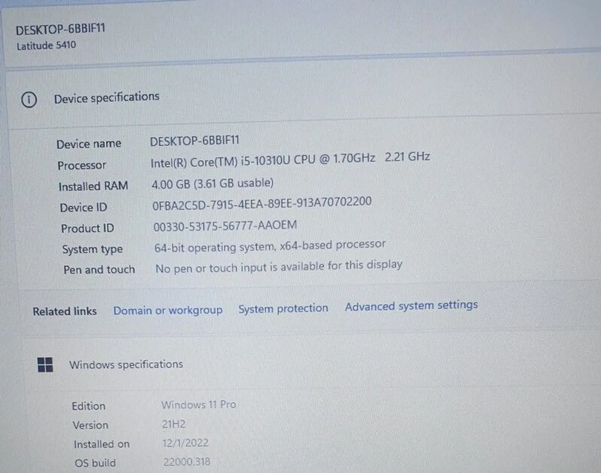 Dell Latitude 5410 i5-10310U 4GB Memory 512GB SSD  Windows 11 Pro (has New Battery) - Image 4