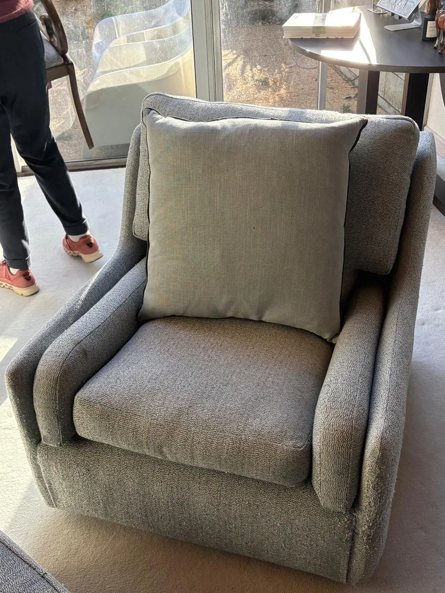 Armchair  (x2 matching) and mini ottoman - Image 3