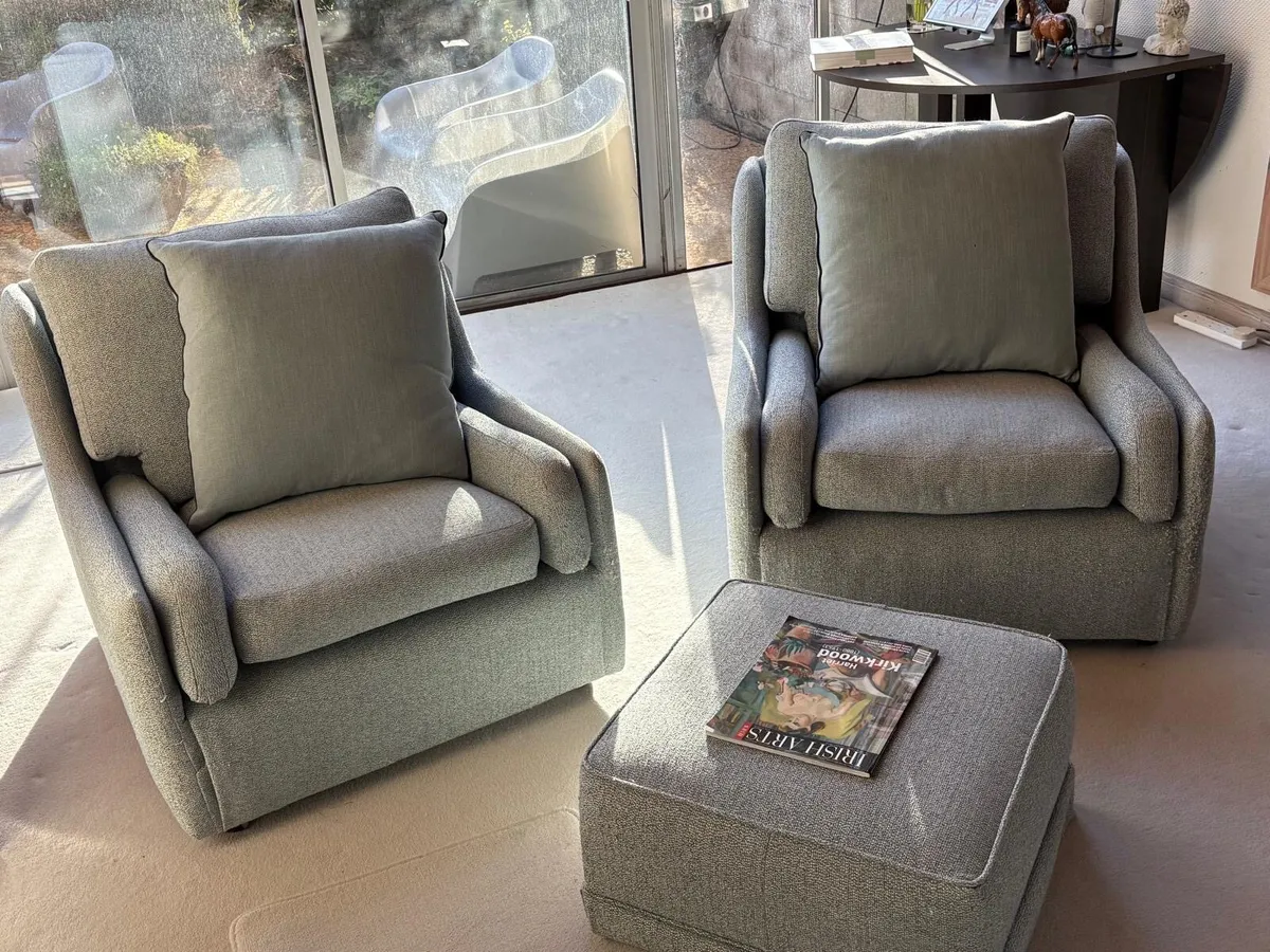 Armchair  (x2 matching) and mini ottoman - Image 4