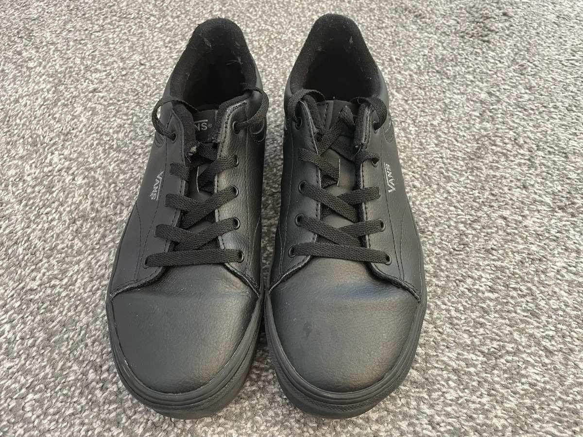 Vans junior black leather trainers - Image 2